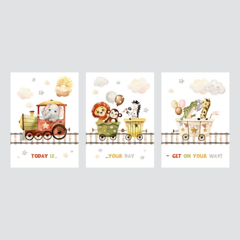 Nursery Poster Set | Carnival Train | HIAWorkshop® - Image 2