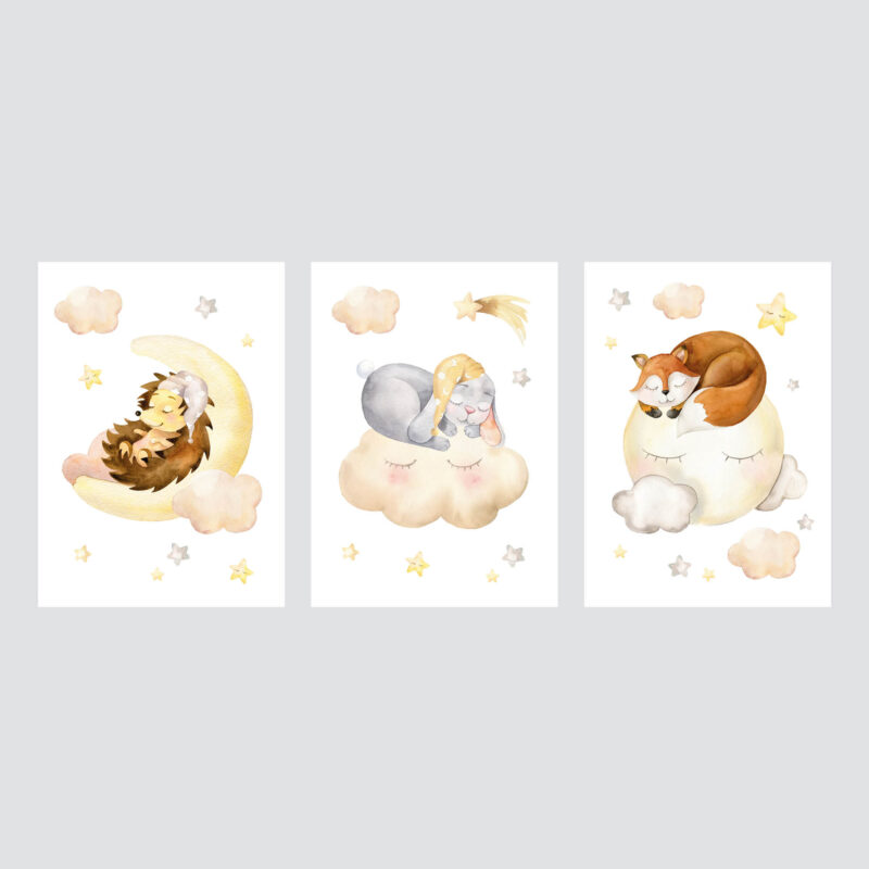 Nursery Poster Set | Dreaming Friends 1 | HIAWorkshop® - Image 2