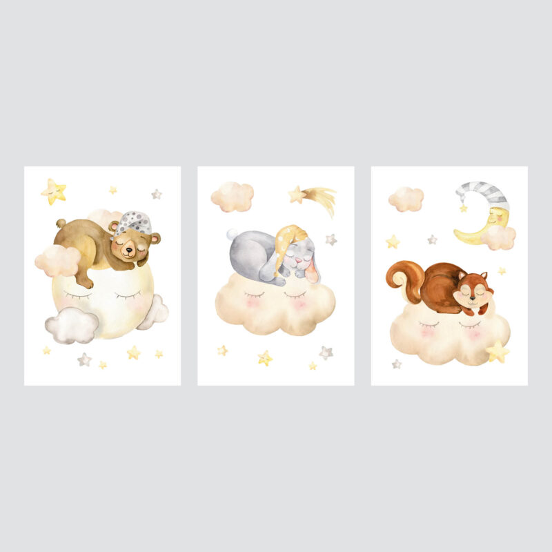Nursery Poster Set | Dreaming Friends 3 | HIAWorkshop® - Image 2