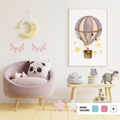 Nursery Poster - Giraffe Among the Clouds | HIAWorkshop®