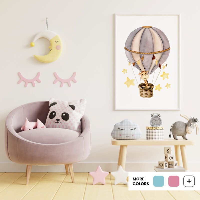 Nursery Poster - Giraffe Among the Clouds | HIAWorkshop®