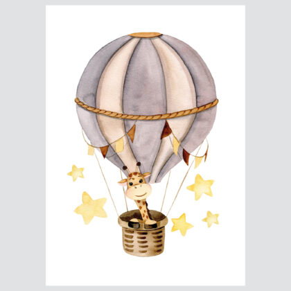 Nursery Poster - Giraffe Among the Clouds | HIAWorkshop®