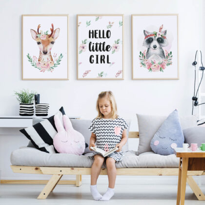 Nursery Wall Art Set | Hello Little Girl