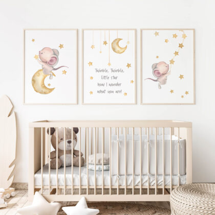 Nursery Poster Set | Mouses Stars