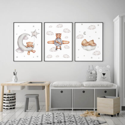 Kids Wall Poster Set | Teddy Flight