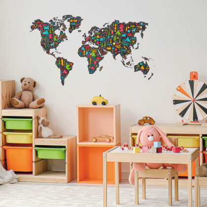 Children’s Wall Stickers – Alphabet World Map