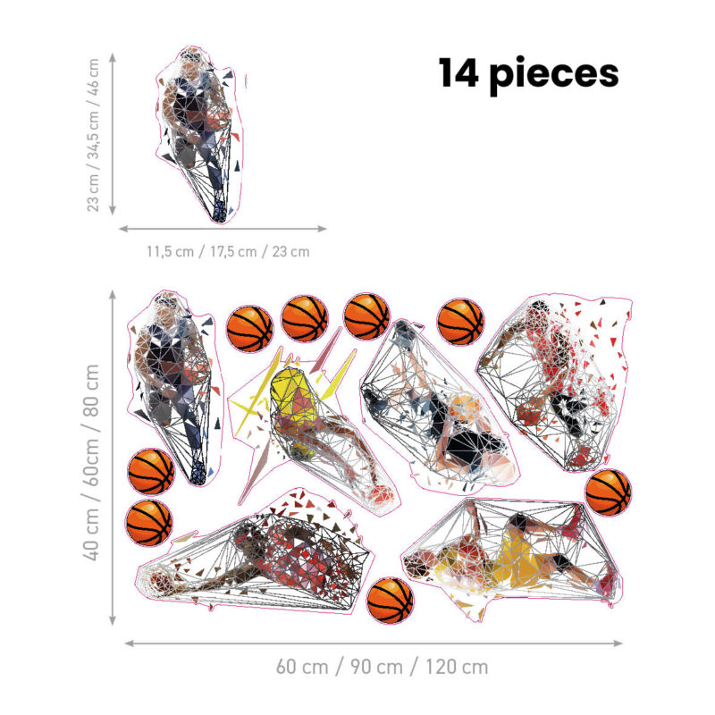 Children’s Wall Stickers – Basketball Polygon - Image 2