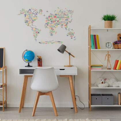 Wall Stickers for Kids Room – Worldwide Outline Map