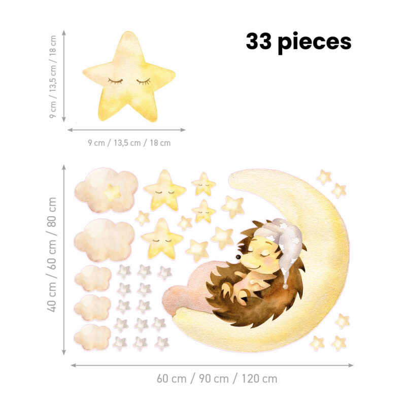 Kids Wall Stickers – Dreaming Hedgehog | HIA Workshop® - Image 2