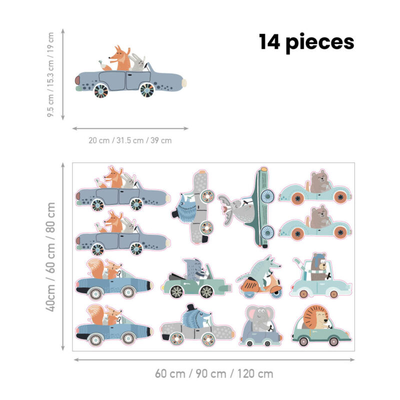 Kids Room Wall Decals – Driving Friends - Image 2