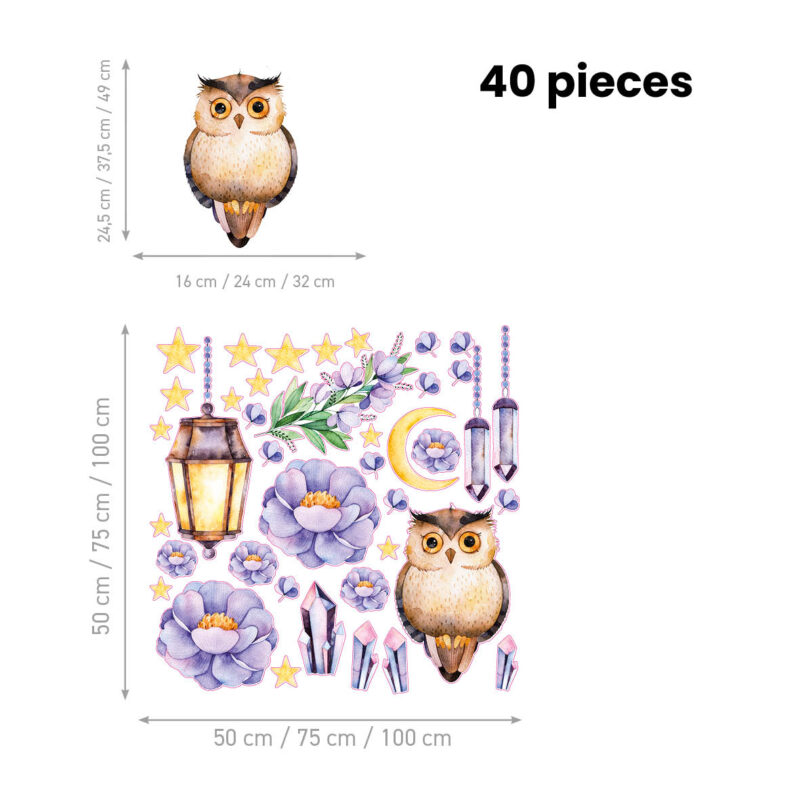 Children’s Wall Stickers – Floral Owl - Image 2