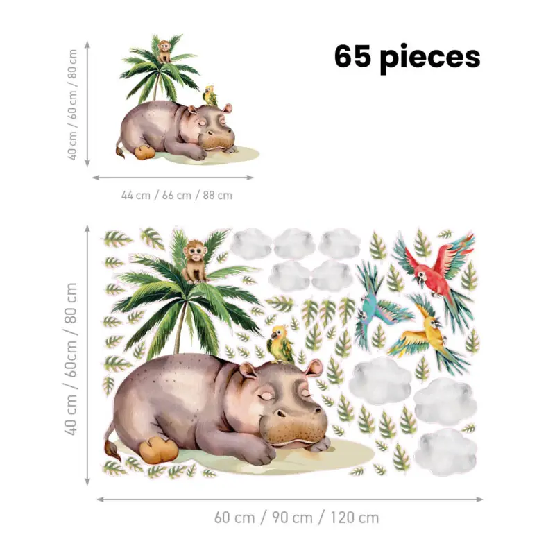 Kids Wall Stickers – Hippo’s Safari Adventure | HIA Workshop® - Image 2