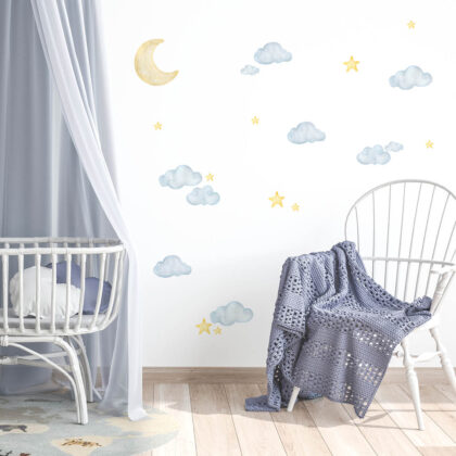 Kids Room Wall Decals – Moon and Clouds