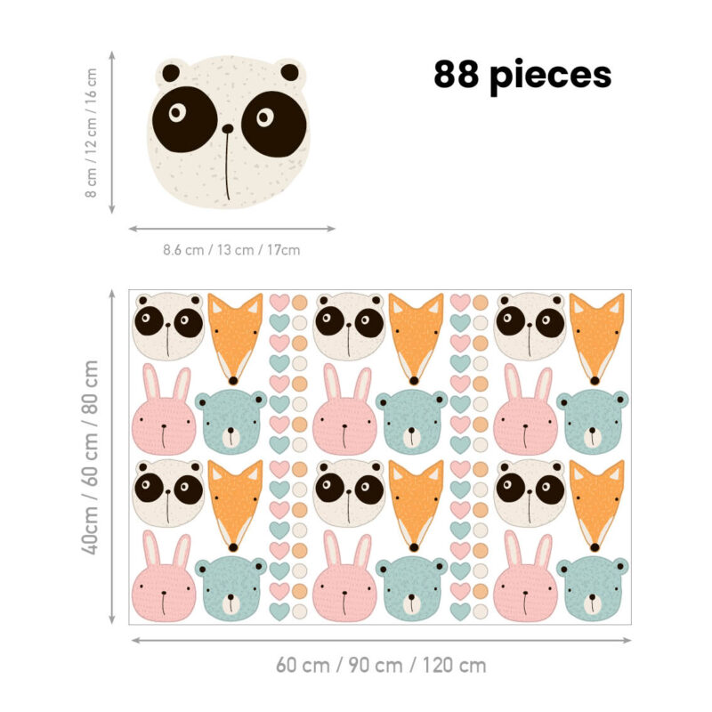 Kids Room Wall Decals – Pastel Friends - Image 2