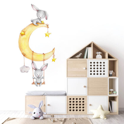 Kids Room Wall Decals – Playing on the Moon