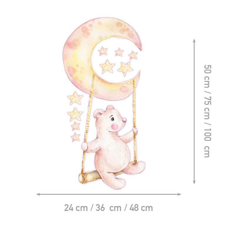 Kids Room Wall Decals – Swinging Moon Bear - Image 2