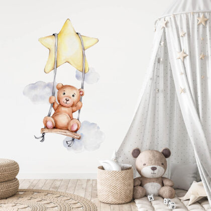 Kids Wall Stickers – Swinging Teddy