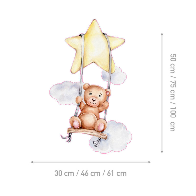 Kids Wall Stickers – Swinging Teddy - Image 2