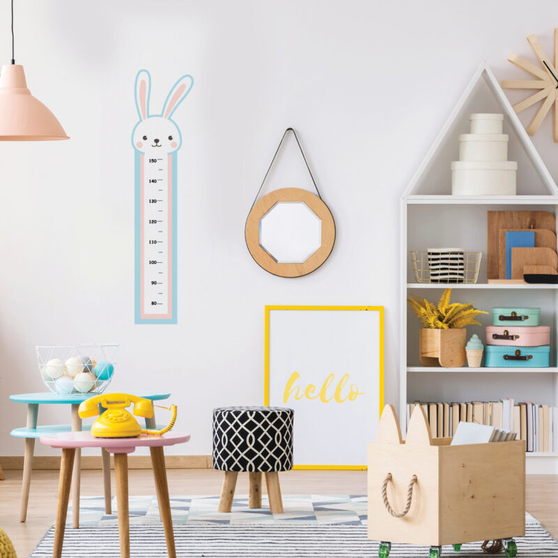 Rabbit wall height chart sticker by Sticky Gecko