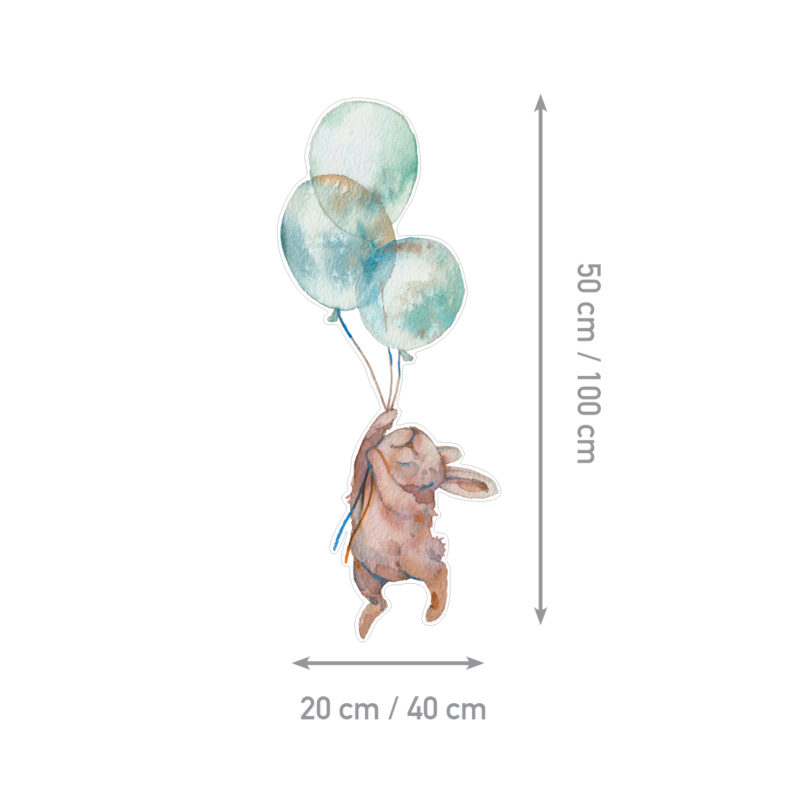 Children’s Wall Stickers – Rabbit Balloons - Image 2