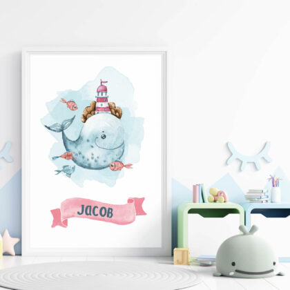 Personalised Whale Nursery Poster Whale UAE – Blue Whale