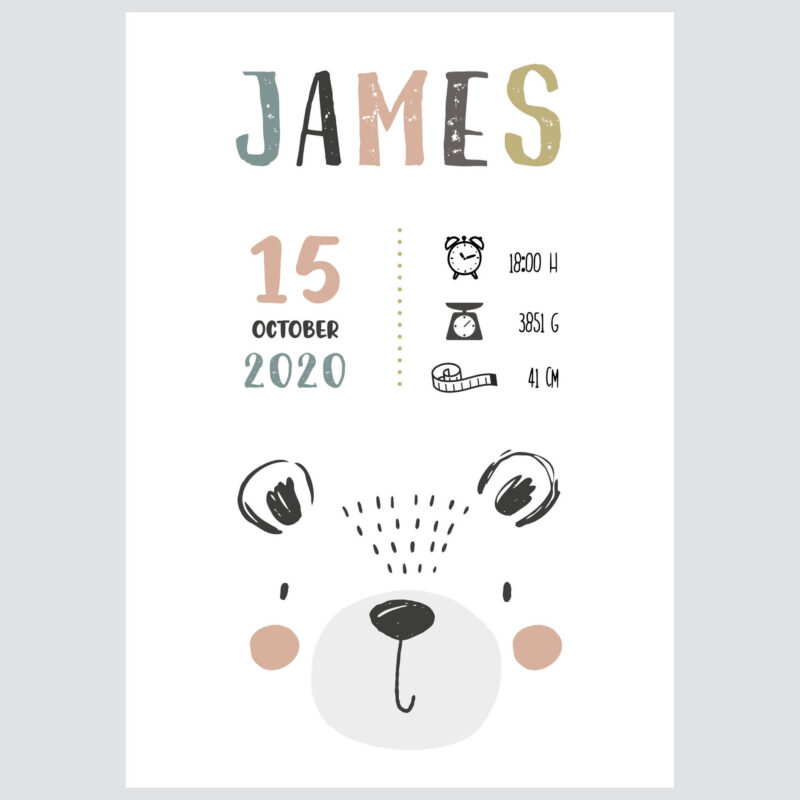 Personalised Bear Kids Poster Cuddly UAE – Cuddly Bear - Image 2