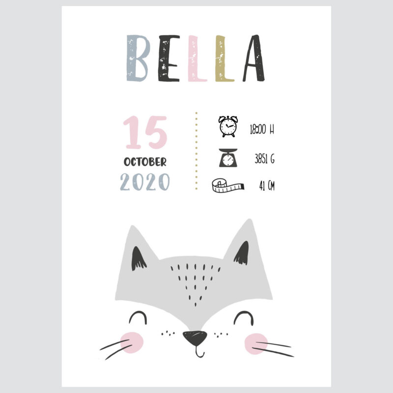 Personalised Jungle Animals Poster Fox UAE – Cuddly Fox - Image 2