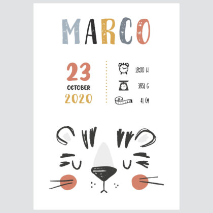 Personalised Jungle Animals Poster Tiger UAE – Cuddly Tiger