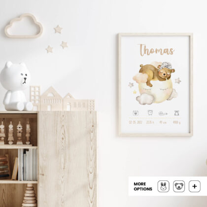 Personalised Bear Kids Poster Beardream UAE – Dreaming Bear | HIA Workshop®