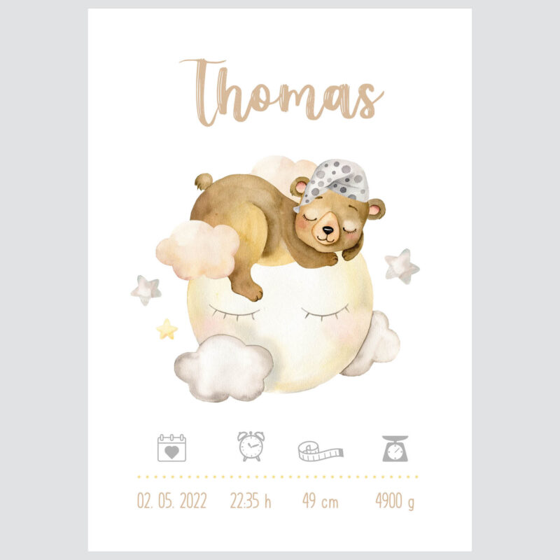 Personalised Bear Kids Poster Beardream UAE – Dreaming Bear | HIA Workshop® - Image 2