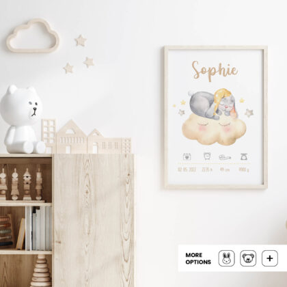 Personalised Bunny Kids Poster Bunnydream UAE – Dreaming Bunny | HIA Workshop®