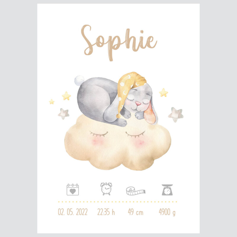 Personalised Bunny Kids Poster Bunnydream UAE – Dreaming Bunny | HIA Workshop® - Image 2
