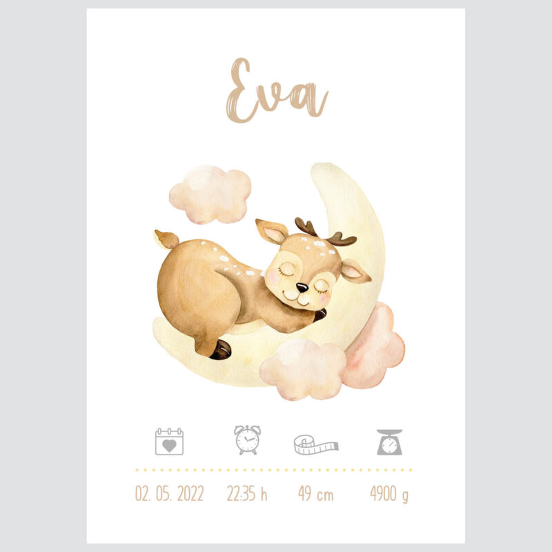 Personalised Forest Animals Poster Fawn UAE – Dreaming Fawn | HIA Workshop® - Image 2