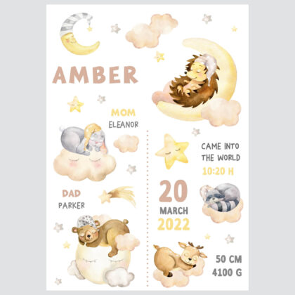 Personalised Forest Animals Poster Friends UAE – Dreaming Friends | HIA Workshop®