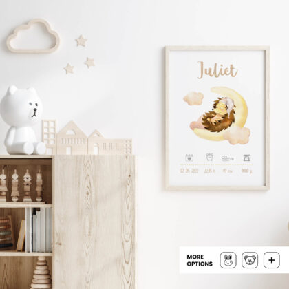Personalised Woodland Kids Poster Hedgehog UAE – Dreaming Hedgehog | HIA Workshop®