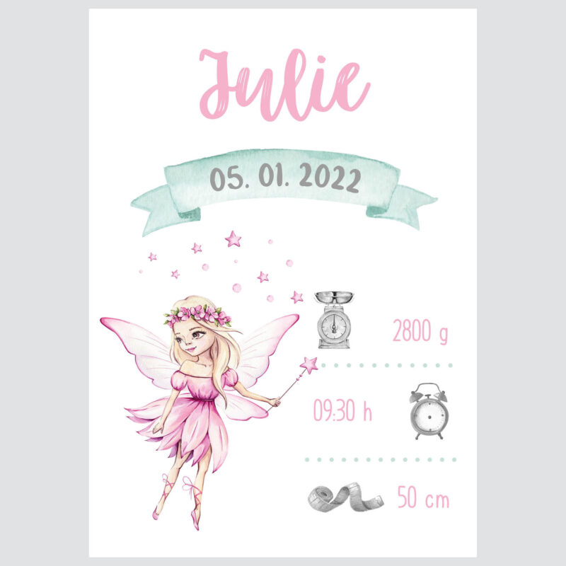 Personalised Fairy Nursery Poster Pink UAE – Fairy Tale Pink | HIA Workshop® - Image 2