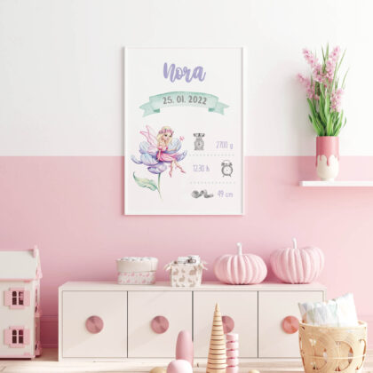 Personalised Fairy Nursery Poster Purple UAE – Fairy Tale Purple | HIA Workshop®