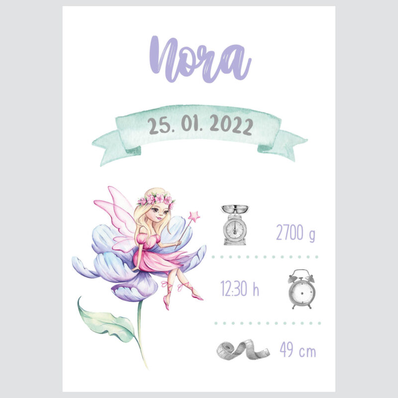 Personalised Fairy Nursery Poster Purple UAE – Fairy Tale Purple | HIA Workshop® - Image 2