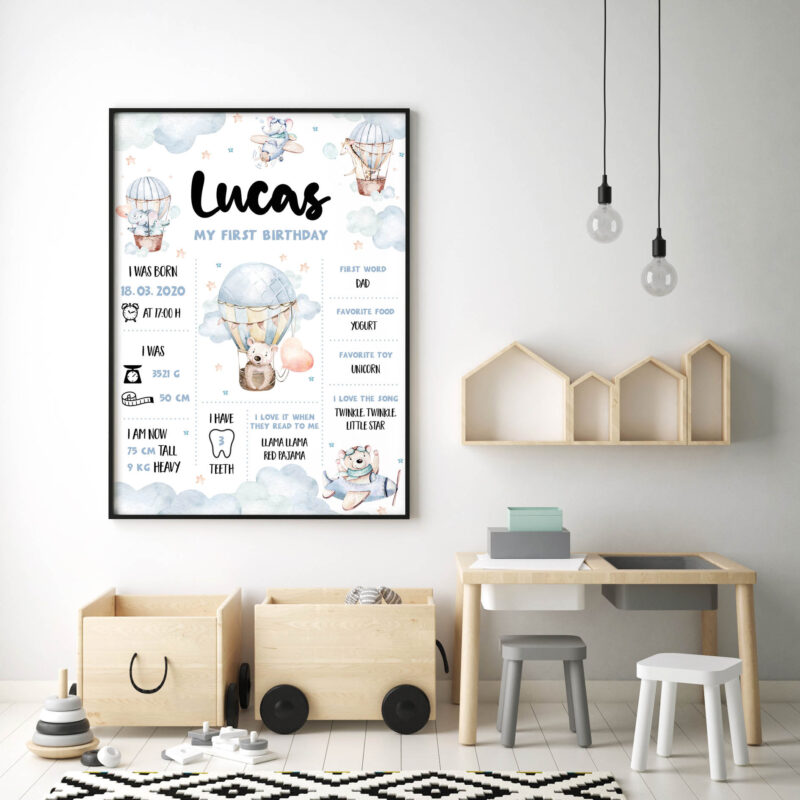 Personalised Hot Air Balloon Poster Flying UAE – Happy Flying