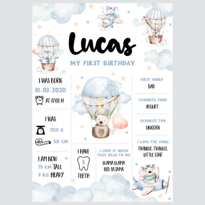Personalised Hot Air Balloon Poster Flying UAE – Happy Flying