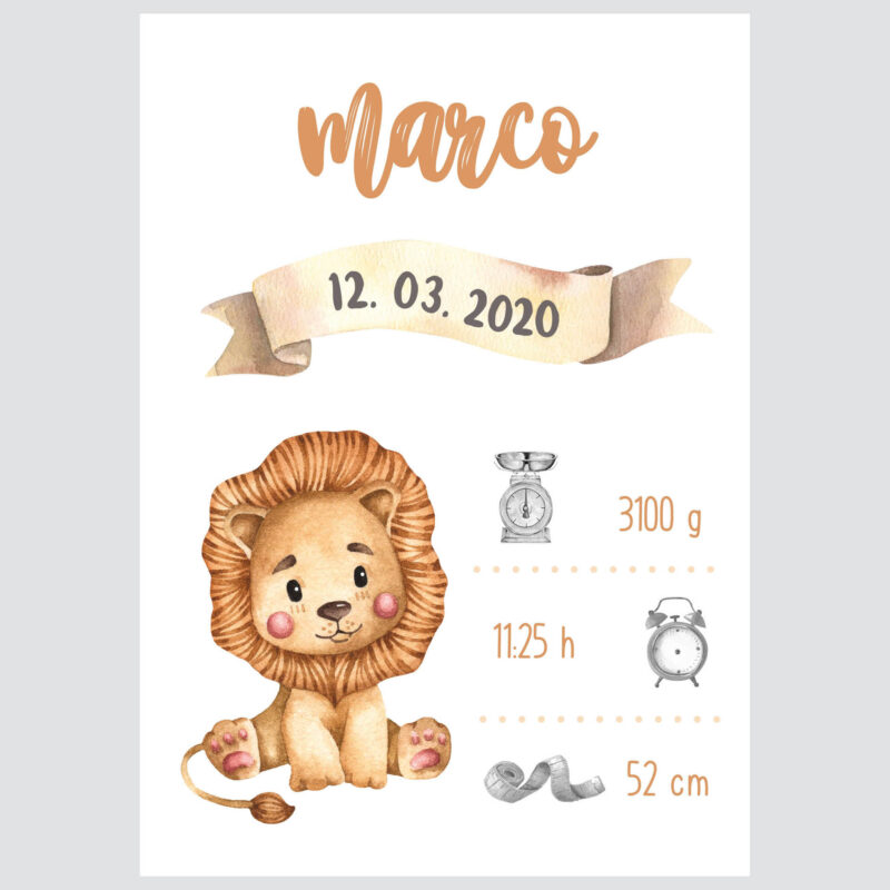 Personalised Lion Kids Poster Lion UAE – Lovable Lion - Image 2