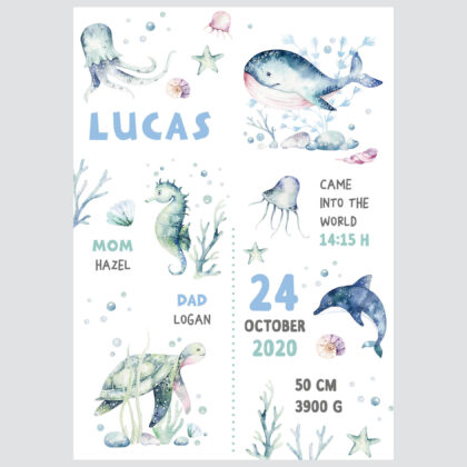 Personalised Ocean Kids Poster Marine UAE – Marine Life