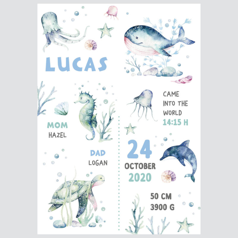 Personalised Ocean Kids Poster Marine UAE – Marine Life - Image 2