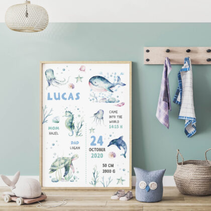 Personalised Ocean Kids Poster Marine UAE – Marine Life