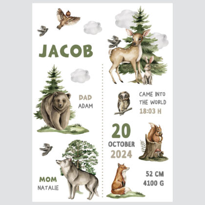 Personalised Forest Animals Poster UAE – Secret Life of the Forest | HIA Workshop®