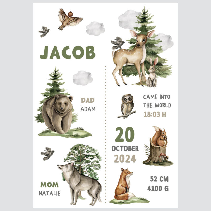 Personalised Forest Animals Poster UAE – Secret Life of the Forest | HIA Workshop® - Image 2
