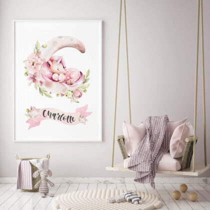 Personalised Unicorn Kids Poster Unicorn UAE – Sleepy Unicorn
