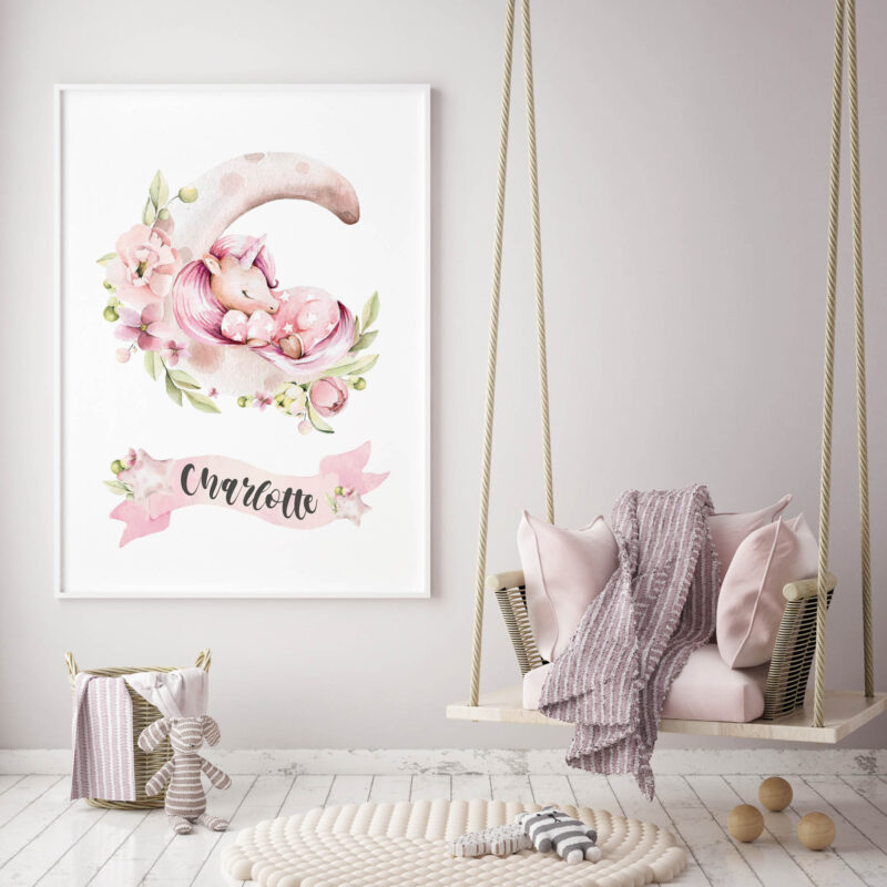 Personalised Unicorn Kids Poster Unicorn UAE – Sleepy Unicorn