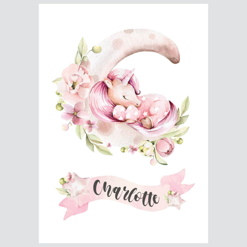 Personalised Unicorn Kids Poster Unicorn UAE – Sleepy Unicorn - Image 2