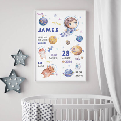 Personalised Space Kids Poster Space UAE – Space Adventure